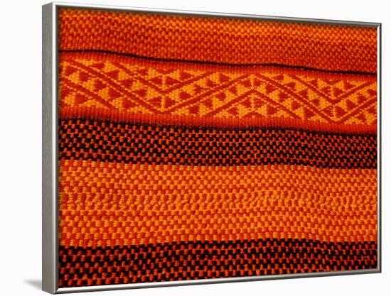 Detail of Handmade Orange and Black Wool Textile Blanket, Pisac Market, Peru-Cindy Miller Hopkins-Framed Photographic Print