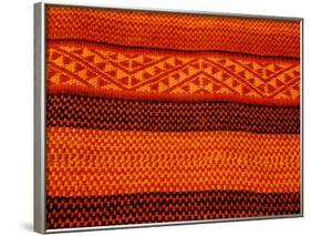 Detail of Handmade Orange and Black Wool Textile Blanket, Pisac Market, Peru-Cindy Miller Hopkins-Framed Photographic Print