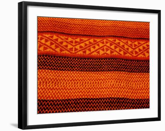 Detail of Handmade Orange and Black Wool Textile Blanket, Pisac Market, Peru-Cindy Miller Hopkins-Framed Photographic Print