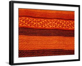 Detail of Handmade Orange and Black Wool Textile Blanket, Pisac Market, Peru-Cindy Miller Hopkins-Framed Photographic Print