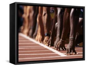 Detail of Hands at the Start of 100M Race-Steven Sutton-Framed Stretched Canvas