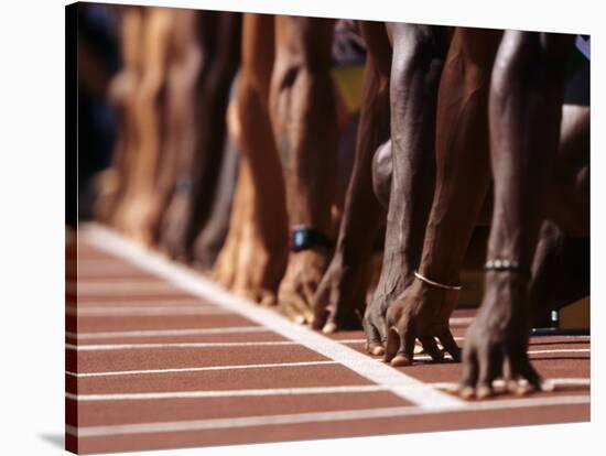 Detail of Hands at the Start of 100M Race-Steven Sutton-Stretched Canvas