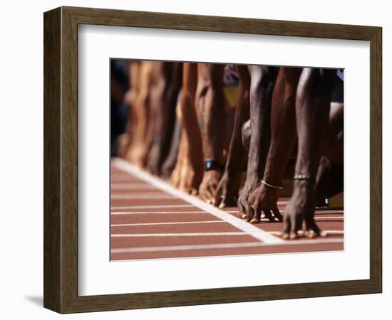 Detail of Hands at the Start of 100M Race-Steven Sutton-Framed Photographic Print