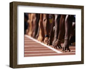 Detail of Hands at the Start of 100M Race-Steven Sutton-Framed Photographic Print