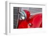 Detail of head lamp on red classic American Ford in Habana, Havana, Cuba.-Janis Miglavs-Framed Photographic Print