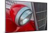 Detail of head light and grill on red classic American Ford in Habana, Havana, Cuba.-Janis Miglavs-Mounted Photographic Print