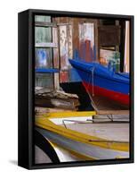 Detail of Hulls of Rinella Fishing Boats, Rinella, Sicily, Italy-Dallas Stribley-Framed Stretched Canvas