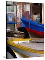 Detail of Hulls of Rinella Fishing Boats, Rinella, Sicily, Italy-Dallas Stribley-Stretched Canvas