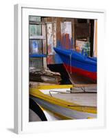 Detail of Hulls of Rinella Fishing Boats, Rinella, Sicily, Italy-Dallas Stribley-Framed Premium Photographic Print