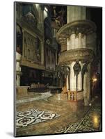 Detail of Interior of Milan Cathedral with Bronze and Gilded Copper Pulpit Supported by Caryatids-null-Mounted Giclee Print