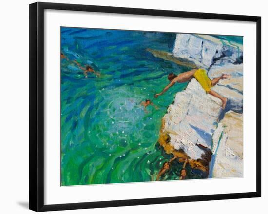 Detail of Jumping into the Sea, Plates, Skiathos, 2015-Andrew Macara-Framed Giclee Print