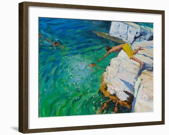 Detail of Jumping into the Sea, Plates, Skiathos, 2015-Andrew Macara-Framed Giclee Print