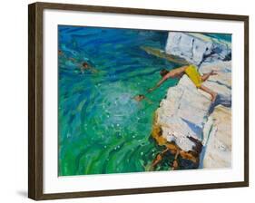 Detail of Jumping into the Sea, Plates, Skiathos, 2015-Andrew Macara-Framed Giclee Print