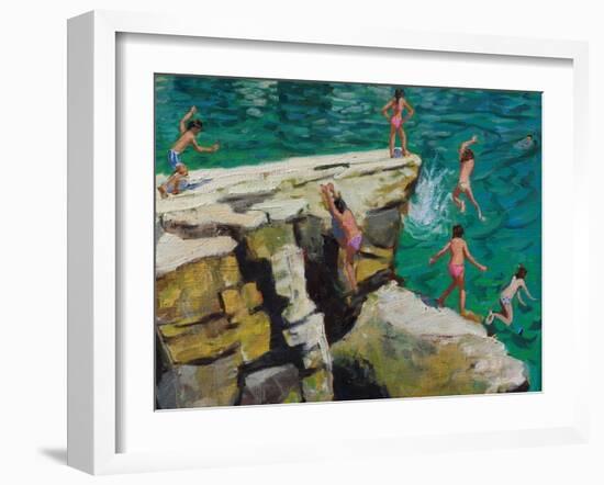 Detail of Jumping into the Sea, Plates, Skiathos, 2015-Andrew Macara-Framed Giclee Print