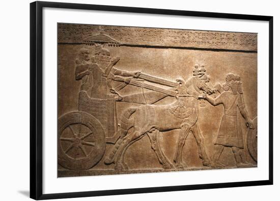 Detail of Late Assyrian Alabaster Relief Panel from Central Palace of Tiglath-Pileser III-null-Framed Photographic Print