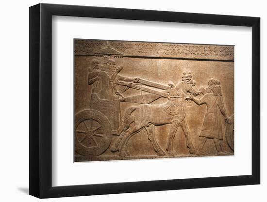 Detail of Late Assyrian Alabaster Relief Panel from Central Palace of Tiglath-Pileser III-null-Framed Photographic Print