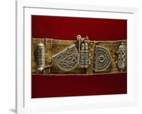 Detail of Leather Belt with Filigreed Silver Elements, Two Kitab Amulets, Purse and Kohl Door-null-Framed Giclee Print