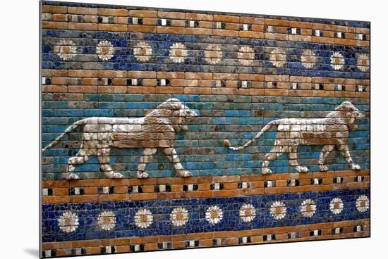 Detail of Lions on Ishtar Gate at Pergamon Museum-null-Mounted Photographic Print