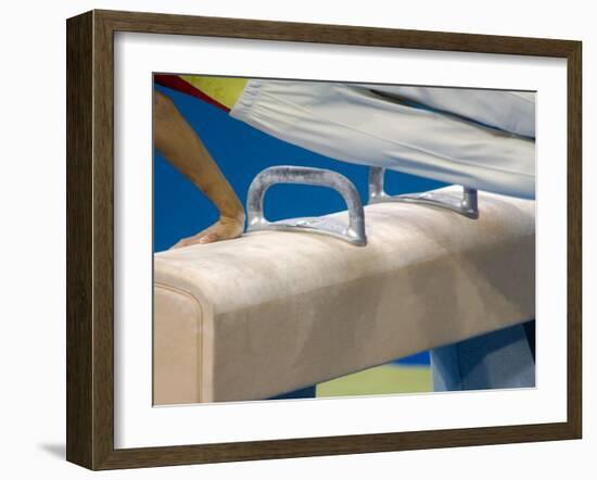 Detail of Male Gymnast Competing on the Pommel Horse, Athens, Greece-Steven Sutton-Framed Photographic Print