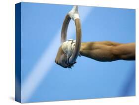 Detail of Male Gymnast Competing on the Rings, Athens, Greece-Steven Sutton-Stretched Canvas