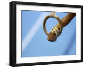 Detail of Male Gymnast Competing on the Rings, Athens, Greece-Steven Sutton-Framed Photographic Print