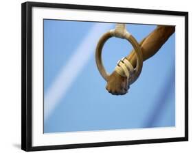 Detail of Male Gymnast Competing on the Rings, Athens, Greece-Steven Sutton-Framed Photographic Print