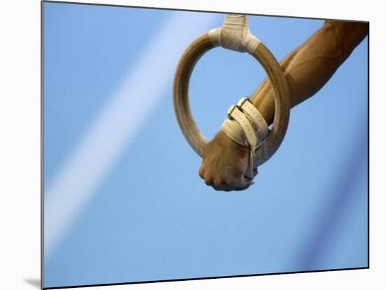 Detail of Male Gymnast Competing on the Rings, Athens, Greece-Steven Sutton-Mounted Photographic Print