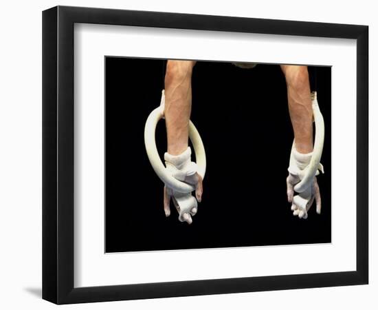 Detail of Male Gymnasts Hands on the Rings-Paul Sutton-Framed Photographic Print