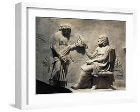 Detail of Marble Relief Portraying Euripides Receiving Tragic Mask as Sign of Acknowledgment-null-Framed Giclee Print