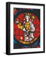 Detail of Medallion of Stained-Glass Rose Window of Cathedral of Notre-Dame-null-Framed Photographic Print