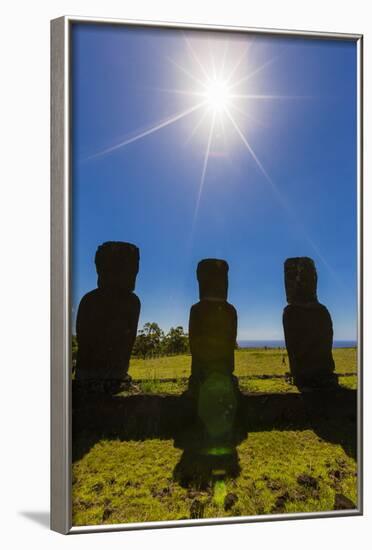 Detail of Moai Looking into the Sun at Ahu Akivi-Michael-Framed Photographic Print