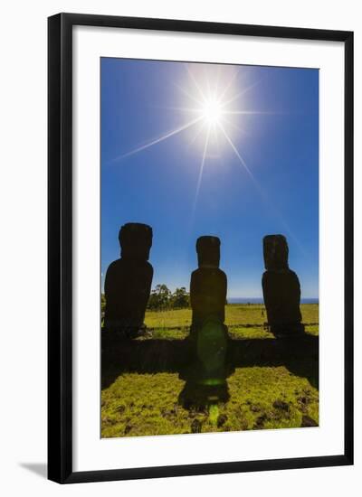 Detail of Moai Looking into the Sun at Ahu Akivi-Michael-Framed Photographic Print