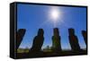 Detail of Moai Looking into the Sun at Ahu Akivi-Michael-Framed Stretched Canvas