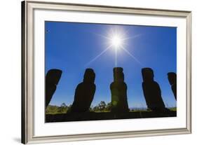 Detail of Moai Looking into the Sun at Ahu Akivi-Michael-Framed Photographic Print