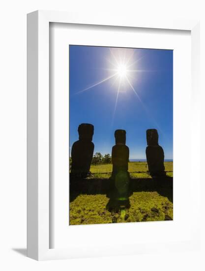 Detail of Moai Looking into the Sun at Ahu Akivi-Michael-Framed Photographic Print