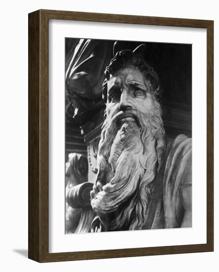 Detail of Moses by Michelangelo Buonarroti-null-Framed Photographic Print