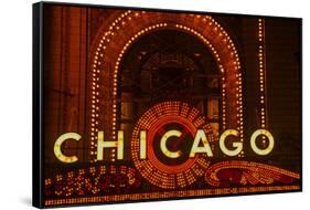 Detail of Neon Sign on Chicago Theater, Chicago, Illinois-null-Framed Stretched Canvas