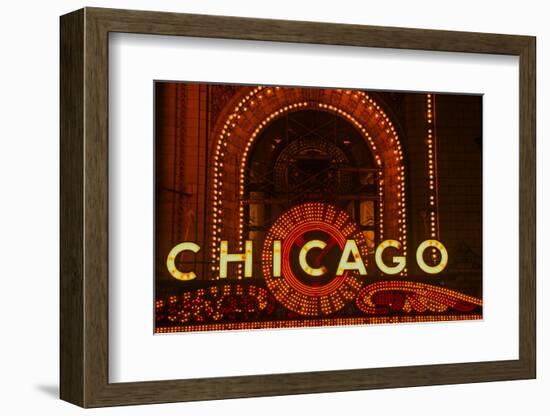 Detail of Neon Sign on Chicago Theater, Chicago, Illinois-null-Framed Photographic Print