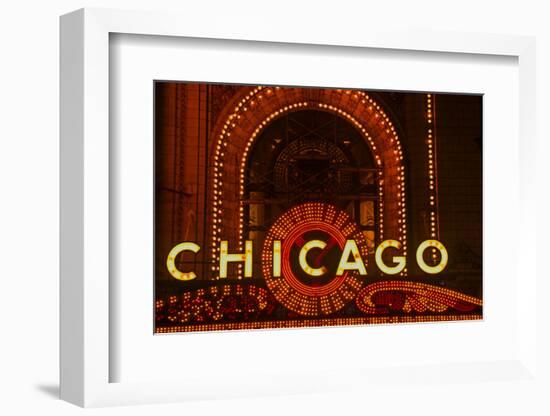 Detail of Neon Sign on Chicago Theater, Chicago, Illinois-null-Framed Photographic Print