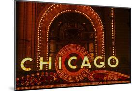 Detail of Neon Sign on Chicago Theater, Chicago, Illinois-null-Mounted Photographic Print