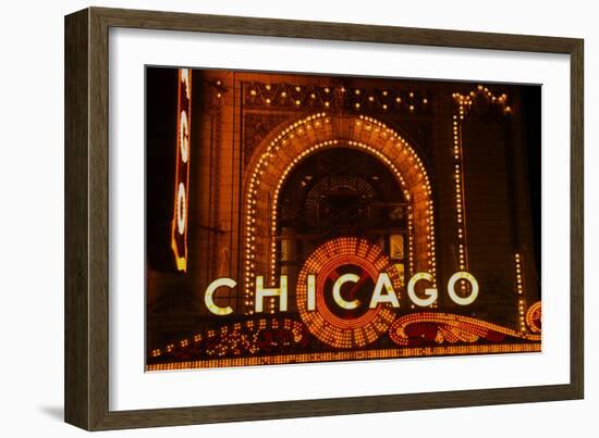 Detail of Neon Sign on Chicago Theater, Chicago, Illinois-null-Framed Photographic Print