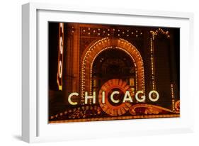 Detail of Neon Sign on Chicago Theater, Chicago, Illinois-null-Framed Photographic Print