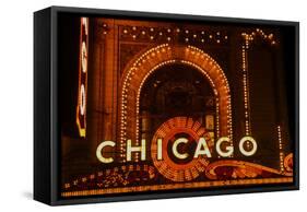 Detail of Neon Sign on Chicago Theater, Chicago, Illinois-null-Framed Stretched Canvas