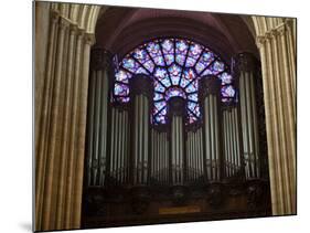 Detail of Notre Dame Cathedral Pipe Organ and Stained Glass Window, Paris, France-Jim Zuckerman-Mounted Photographic Print