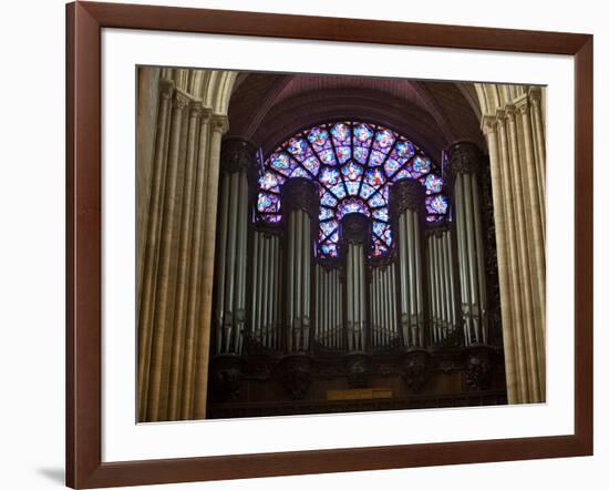 Detail of Notre Dame Cathedral Pipe Organ and Stained Glass Window, Paris, France-Jim Zuckerman-Framed Photographic Print