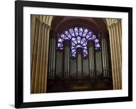 Detail of Notre Dame Cathedral Pipe Organ and Stained Glass Window, Paris, France-Jim Zuckerman-Framed Photographic Print