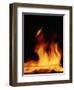 DETAIL OF ORANGE RED FLAMES OF A FIRE AGAINST BLACK BACKGROUND-Panoramic Images-Framed Photographic Print