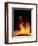 DETAIL OF ORANGE RED FLAMES OF A FIRE AGAINST BLACK BACKGROUND-Panoramic Images-Framed Photographic Print