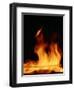 DETAIL OF ORANGE RED FLAMES OF A FIRE AGAINST BLACK BACKGROUND-Panoramic Images-Framed Photographic Print