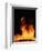 DETAIL OF ORANGE RED FLAMES OF A FIRE AGAINST BLACK BACKGROUND-Panoramic Images-Framed Photographic Print